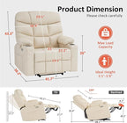MCombo Oversized Power Lift Recliner Chair with Extended Footrest for Elderly People, Faux Leather R7289 (Cream White, Oversize)