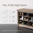 Prepac White Shoe Cabinet, Entryway Bench, Mud Room Organization and Storage Bench with 18 Shoe Cubbies 16"D x 48"W x 24"H