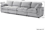 WJShome Modern Sectional Sofa 134 Inch 4-Seater Cloud Couch with Chenille Deep Seat Couches for Living Room, Bedroom and Apartment，Gray