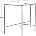 SAFAVIEH Couture Home Collection Jessa Silver Metal/Tempered Glass Top Half Moon Entryway Living Room Console Table (Fully Assembled)