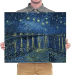 Wieco Art Starry Night Over the Rhone by Van Gogh Classic Oil Paintings Reproduction Modern Seascape Giclee Canvas Prints Artwork on Canvas Wall Art Ready to Hang for Living Room Home Decorations