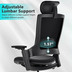 CLATINA Ergonomic High Swivel Executive Chair with Adjustable Height Head 3D Arm Rest Lumbar Support and Upholstered Back for Home Office Black