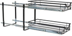 Household Essentials Glidez Multipurpose Paint-Finished Steel Pull-Out/Slide-Out Storage Organizer with Plastic Liners for Under Cabinet Use - 2-Tier Dual-Slide Design, Black