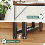 Huuger Computer Desk, 70 Inch Office Desk, Gaming Desk with Storage, Writing Desk Work Desk for Home Office, Study, Long Simple Desk, Large Legroom, Metal Frame, Rustic Brown