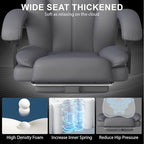 Big and Tall Office Chair, Executive Home Office Desk Chair, Leather Computer Chair with Retractable Footrest, Adjustable Headrest and Reclining Height, Padded Arms, 360°Swivel Free, Wide Seat, Gray