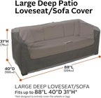 Classic Accessories 55-424-045101-EC Ravenna Water-Resistant 88 Inch Deep Seated Patio Loveseat Cover,Taupe,Large, Patio Furniture Covers