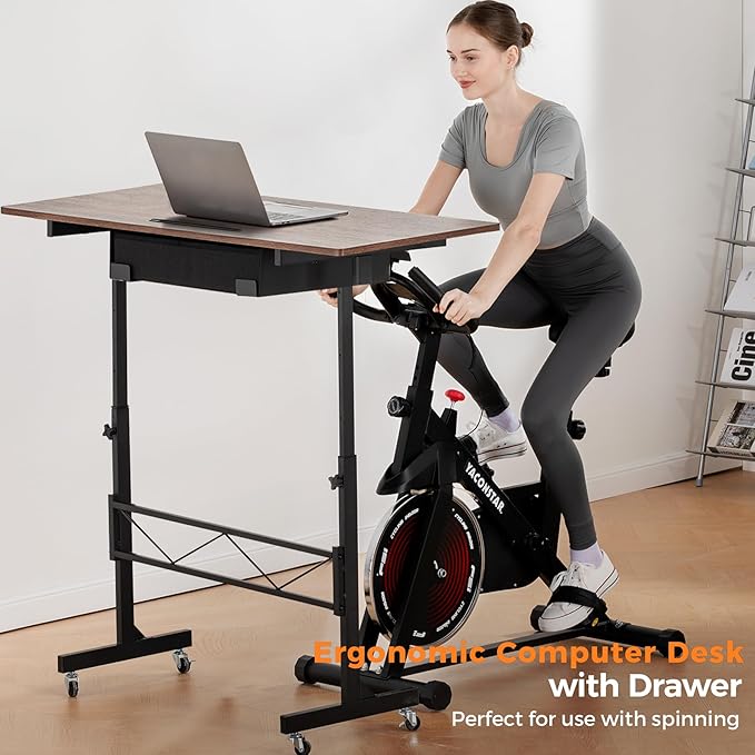 COMHOMA Small Standing Desk Adjustable Height Small Computer Desk Mobile Portable Rolling Laptop Table with Wheels 32" Computer Workstation Sit Stand Desks Portable Standing Table Treadmill desks