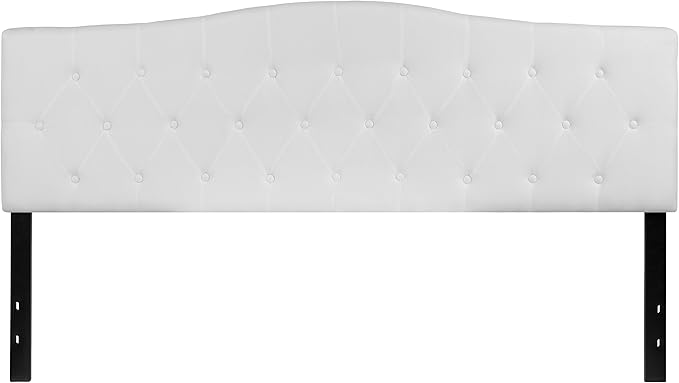 BizChair Tufted Upholstered King Size Headboard in White Fabric