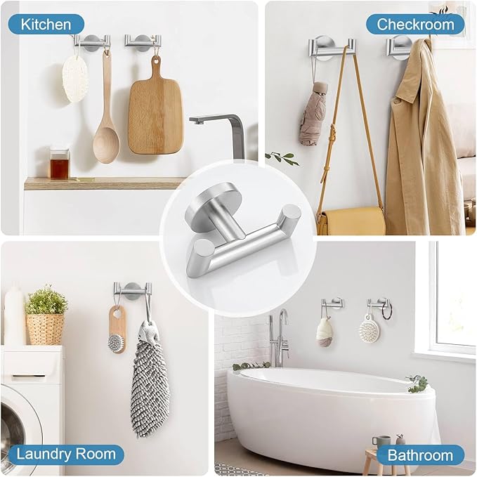 10-Piece Towel Bar Set Brushed Nickel Bathroom Hardware Set Upgraded Towel Hooks Towel Holder Set for Bathroom Stainless Steel Wall Mounted Bathroom Accessories Set 23.6 Inch