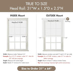 Madison Park Kyler Cordless Roman Shades - Single Panel, Lightweight Linen Blend Fabric, Natural Design, Easy Installation, Light Filtering Window Blind, Bedroom, Living Room Decor 31"W x 64"H White