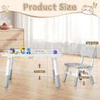 Adjustable Kids Table Chairs Set – Graffiti Desktop, Multi-Activity Height-Adjustable Toddler Study Desk for Ages 3-8 – Ideal for Home, Classroom, Daycare (B-Gray, 2 Chairs-31.5" L x 23.6" W)