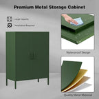 Green Metal Locker Cabinet with 2 Doors, Metal Accent Cabinets with 2 Adjustable Shelves Home Office Storage Lockers Sideboard for Kitchen Living Room Hallway Entryway