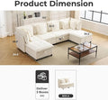 133" Modular Sectional Sofa, Comfy Cloud Couch Sectional Sofa with Large Storage, Chenille Sofa Sleeper Deep Seat Sofa with Throw Pillows for Living Room, U Shaped Sofa, White