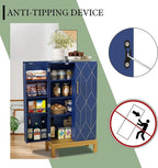 ARTPOWER 45'' Kitchen Pantry Cabinet, 4 - Layer Storage Cupboard with Adjustable Shelves for Storage Cabinet Pantry, Food Pantry Cabinet for Kitchen, Dining Room and Living Room,Gold Legs, Blue