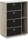 FURINNO Andrey Multipurpose Storage Cabinet, French Oak Grey/Black