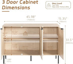 Set of 2 Large Buffet Sideboard Cabinet,91.96" Long Credenza Storage Cabinet,Mid Century Modern Kitchen Pantry Storage Cupboard Cabinets with Doors and Shelves,Fluted Cabinets for Dining Room