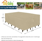 Easy-Going Rectangle Patio Furniture Cover Waterproof Outdoor Dining Table and Chair Cover Anti-UV Outside Sectional Sofa Set Covers (111"L x 74"W x 28"H, Camel)