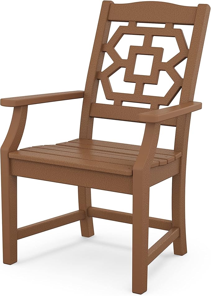 Martha Stewart by POLYWOOD® Chinoiserie Dining Arm Chair in Teak