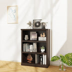 43 in Tall Bookcase, 3-Tier Bookshelf Open Storage, 33 inch Wide Floor Standing Indoor Furniture, Book Cases for Home School Library Office Bedroom Kids, Dark Cherry 3 Tiers