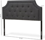 Maykoosh Adjustable Wood Post Headboard - Button Tufted Upholstered Bedroom Headboard Queen/Dark Gray