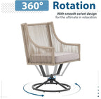 JOIVI Swivel Patio Chairs Set of 2, Outdoor Rattan Dining Chairs with Breathable Cushions, Outdoor Swivel Rattan Chair with Iron Frame for Lawn, Garden, Porch, Backyard, Beige