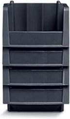 Akro-Mils 30776 Economy Stacking Shelf Plastic Storage Bins, (18-Inch x 6-5/8-Inch x 7-Inch), Black (10-Pack)
