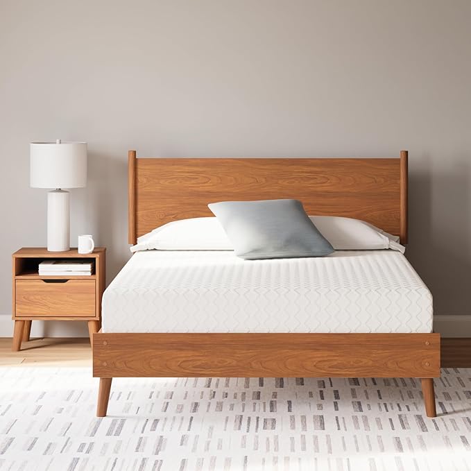 Signature Design by Ashley Twin Size Chime 10 Inch Medium Firm Memory Foam Mattress with Green Tea & Charcoal Gel for Pressure Relief, Fiberglass Free, Mattress In A Box