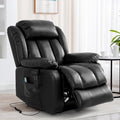 TEKAMON Power Lift Recliner Chair for Elderly with Heat & Massage, Dual Motor Breathable Leather Recliner, Lay Flat Sleeping Chairs with Infinite Position, Remote Control & USB Type-c Ports(Black)