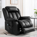 TEKAMON Power Lift Recliner Chair for Elderly with Heat & Massage, Dual Motor Breathable Leather Recliner, Lay Flat Sleeping Chairs with Infinite Position, Remote Control & USB Type-c Ports(Black)