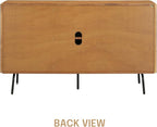 NTC Veil Modern Sideboard with 3 Doors, Buffet Cabinet with Vertical Groove Design and Metal Legs, Storage Cabinet for Living Room, and Hallway, Effortless Assembly, Teak Look