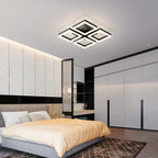 GEADI Led Ceiling Light, Modern 4-Square Ceiling Lamp 52W Dimmable Flush Mount Ceiling Chandelier for Living Dining Room Bedroom Kitchen, Black