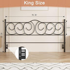 VECELO Metal King Size Headboard, Heavy Duty Curved Headboard Only Height Adjustable, Easy to Assembly, Farmhouse Victorian Style for Bedroom - Black, King