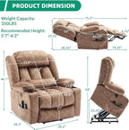 VIVIJASON Tall Man Dual Motor Power Lift Recliner Chair with Extended Footrest, Oversized Lay Flat Sleeper Electric Recliner W/Heat & Massage, Lumbar Pillow, USB & Type-C Ports, Infinite Position