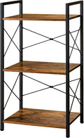 HCHQHS Small Bookshelf, Adjustable 3-Tier Industrial Bookcase, Rustic Open Book Shelf, Wood and Metal Horizontal Bookshelves