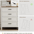 LYNSOM Farmhouse 8 Drawer Dresser for Bedroom, 55 Inch Wide Wood Rustic Chest of Drawers with X-Marking & Bar Handle, Large Storage Dressers Organizer for Bedroom, Living Room, Antique White