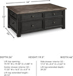 Signature Design by Ashley Tyler Creek Rustic Farmhouse Lift Top Coffee Table with Drawers, Brown & Black