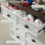 Farmhouse 8 Drawer Dresser for Bedroom, 39" Tall Dressers & Chests of Drawers, 42" Wide Dressers Organizer Storage, Wood Rustic Bedroom Dresser for Closet, Living Room, Hallway, White