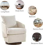 CIMOTA Swivel Accent Chairs Set of 2, Modern Barrel Armchairs with 360° Swivel Base and Pillow, Upholstered Fabric Club Chairs for Living Room/Reading/Office, Beige