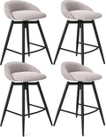 COSTWAY Bar Stools Set of 4, 25" Upholstered Counter Height 360° Swivel Bar Stools w/Backrest & Footrest, Heavy-Duty Metal Frame Armless Breakfast Chairs for Kitchen, Living Room (Set of 4,Grey)