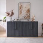 69'' Sideboard Buffet Cabinet W/Storage, Modern Accent Cabinets W/Curved Handles & Adjustable Shelves, 4 Doors Coffee Bar Buffet Table Credenza for Living Room Kitchen Hallway, Dark Grey