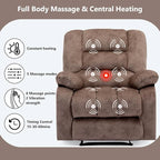 ANJHOME Massage Recliner Chairs with Heat and Vibration,Overstuffed Manual Rocking Reclining Chair for Living Room Bedroom (Camel)