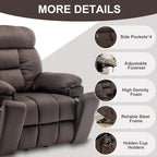 Oversized Lift Recliner Chairs for Elderly, 26in Extra Wide Power Chair with Massaga and Heating, Large Electric Lay Flat Recliners Sofa for Big and Tall Adult Lounging, Velvet Dark Brown