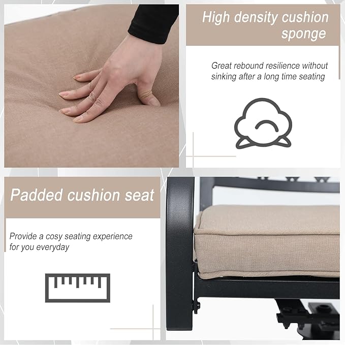 Sophia & William Outdoor Metal Swivel Chairs Set of 6 Patio Dining Rocker Chair with Cushion Furniture Set for Garden Backyard Bistro, 300 lbs