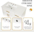 Favfurish 36" Bathroom Vanity with Sink Combo,Bathroom Vanity Cabinet with Two Soft-Closing Doors and Four Drawers,Free Stading Vanities w/Gold Handler,for Bathroom,Easy Assembly,White