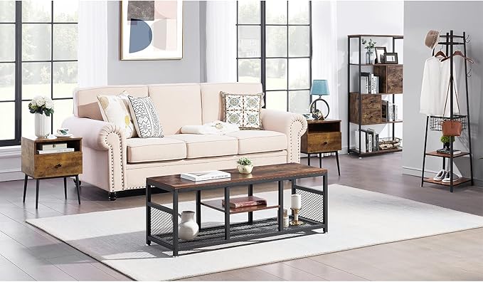 VECELO Modern Nightstands Set of 2,Square End Side Table with Drawer and Storage Space for Bedroom and Living Room