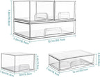 Vtopmart Stackable Storage Drawers Set of 3,Clear Plastic Organizer Bins for Makeup, Cosmetics, Beauty Supplies,Ideal for Vanity, Bathroom,Cabinet,Pantry Organization