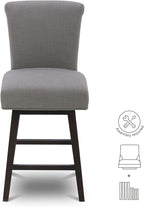 CHITA 26 Inch Counter Height Swivel Bar Stools Set of 2, FSC Certified Modern Fabric Swivel Barstool Chair with Back, Flint Grey