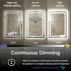 ISKM 20'' x 28'' LED Mirror for Bathroom Lighted Vanity Mirror for Wall Front Lights + Backlit LED Bathroom Mirror Anti-Fog Tempered Glass ETL Listed