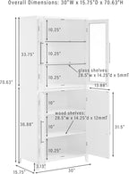 Crosley Furniture Roarke 3-Piece Modern Glass Door Sideboard Buffet Cabinet and Kitchen Storage Pantry Set, White