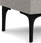 SIMPLIHOME Natasha 18 inch Wide Mid Century Square Mid Century Storage Ottoman with Tray in Cloud Grey Polyester Linen, Assembled, For the Living Room, Entryway and Family Room